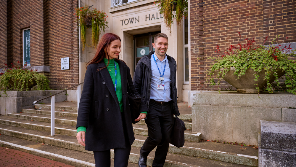 Council colleagues outside the town hall